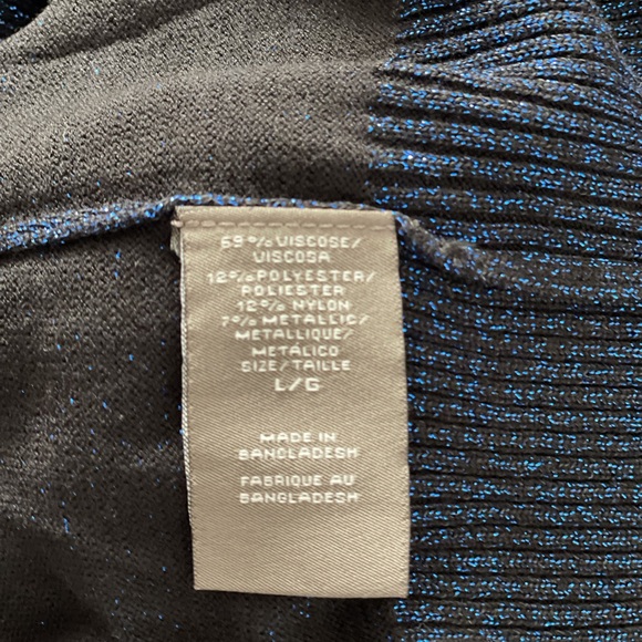 Blue sparkling mock neck cold shoulder sweater - Picture 5 of 5